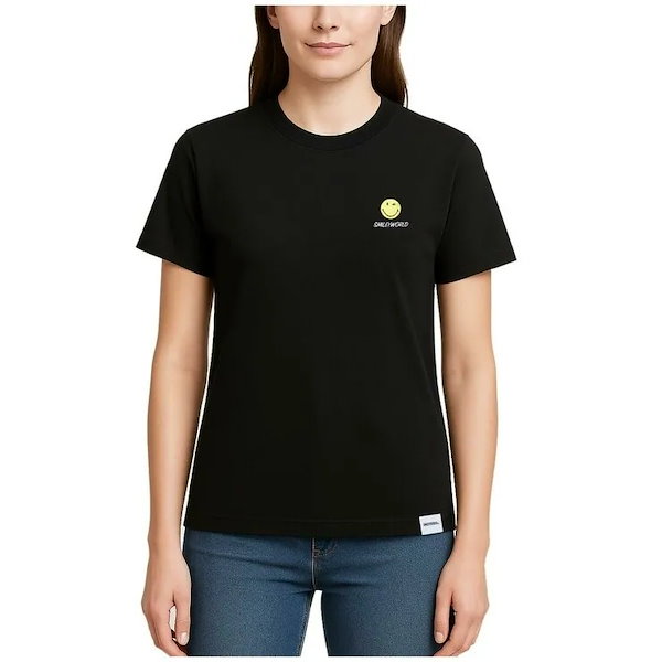 スマイリー ワールド レディース 半袖 Tシャツ ブラック S