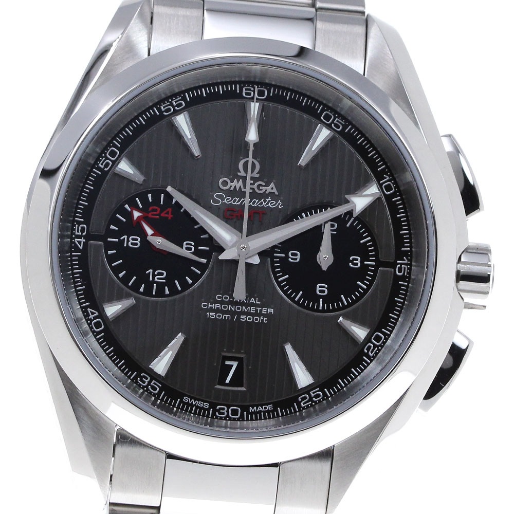オメガ OMEGA 231.10.43.52.06.001 シーマスター 150M アクアテラ GMT クロノグラフ 自動巻き メンズ 美品 箱保証書付き_829501【中古】