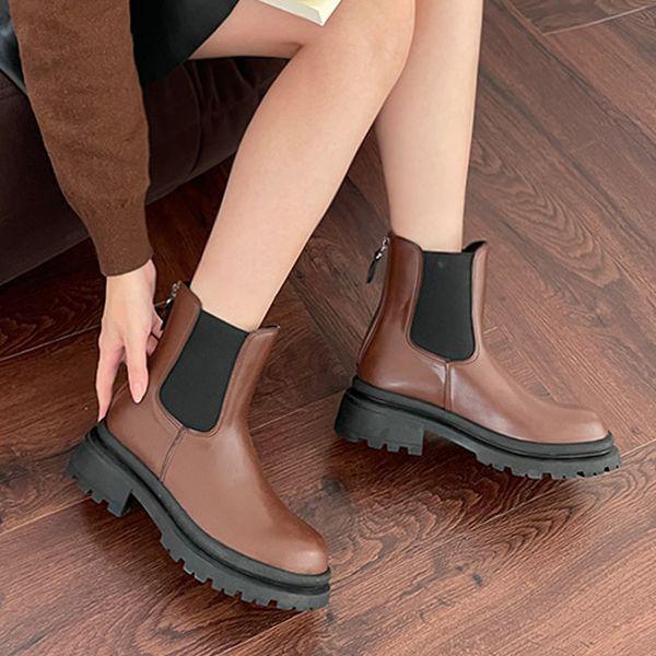 女性アンクルチェルシーブーツ 秋ショートブーツ 5.5cm_P404997942