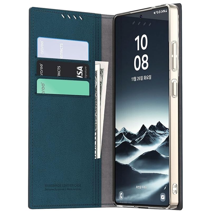 【araree】 Galaxy S25 Ultra 対応 ケース 手帳型 薄型 軽量 合成 皮 革 スマホケース カード 収納 3枚 ＋ ポケット 携帯ケース [ GalaxyS25Ultra サムス 5,052円