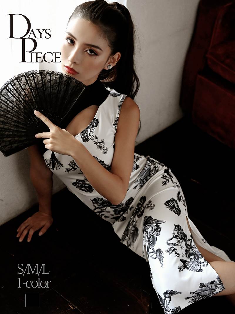 ワンピース キャバドレス 膝丈 キャバワンピ ハイネック チャイナドレス 大人 タイトドレス セクシー 花柄 韓国 チャイナ風 DaysPiece