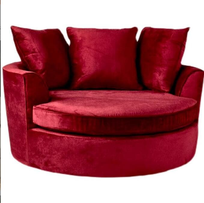 おしゃれなインテリア　クリーンな空間　北欧風ソファー回転可能　小さなリビングルーム丸いソファー　バルコニー　モダンライトホテルスタジオラウンドソファチェア