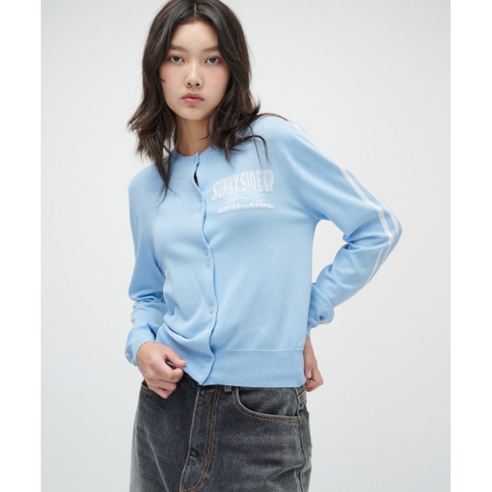 TAKEASY (レディース) ラインサマーカーディガン (スカイブルー)