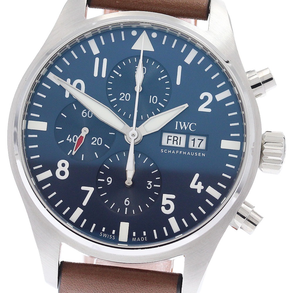 IWC SCHAFFHAUSEN IW377714 パイロットウォッチ プティ プランス デイデイト クロノグラフ 自動巻き メンズ 美品 保証書付き_957679【中古】