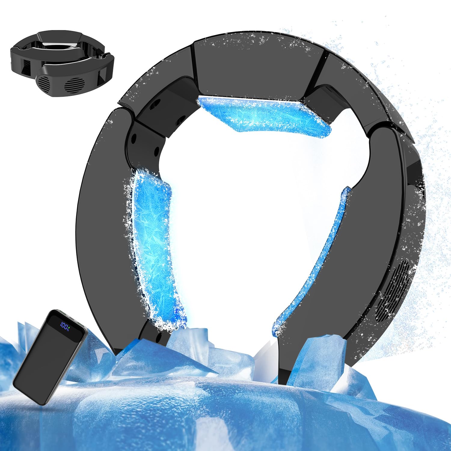 ネッククーラー 冷却プレート 3つ 【2025最新＆30000mAh バッテリー付き&-17℃瞬間冷却】首掛けクーラー ペルチェ素子 扇風機 軽量 静音 強・弱2つモード 最大-17℃冷やす Type