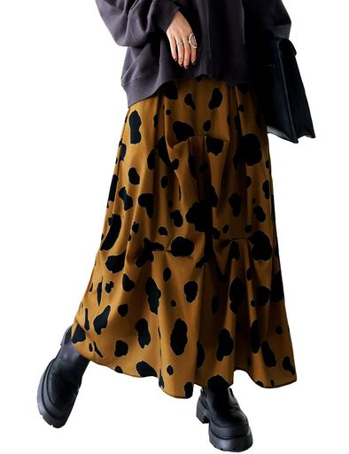 [ANTIQUA] アンティカ ニュアンス柄 タック スカート レディース PA-03362 FREE SIZE 47 モカ 8,019円