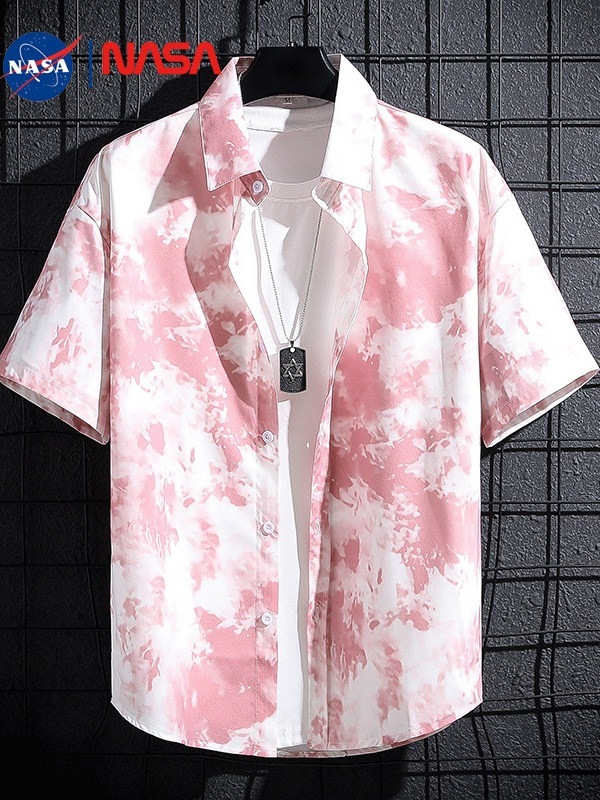 タイダイ染め半袖シャツ 夏の カップル向け ゆったり花柄カーディガンシャツ メンズ ダラダラかっこいい