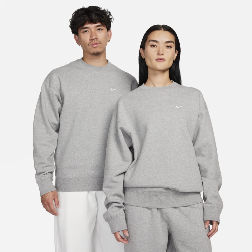 ナイキソロスウッシュフリースクルー M-ダークグレーヘザー:ホワイト/ DX1362-063