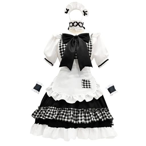 コスパ最高 即納 メイド服 レッド ブラック 蝶結ぶ クリスマス コスプレ ハロウィン 仮装 レディース セクシー エプロン カチューシャ ヘアバンド 衣装 可愛い 大人用 ワンピース ニーハ