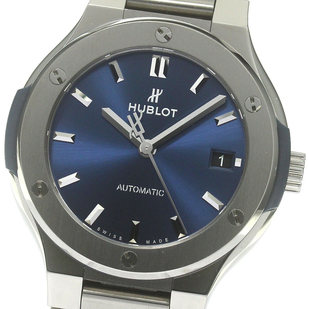 ウブロ HUBLOT 568.NX.7170.NX クラシックフュージョン デイト 自動巻き ボーイズ 保証書付き_863343【中古】 279,360円