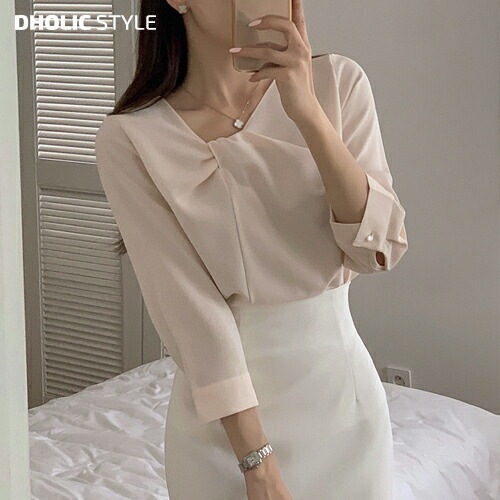 [メガ割りSALE]ツイストネックシフォンブラウス・p586901