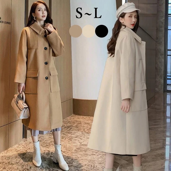 チェスターコート　レディース ロング チェスター　コート レディース 　アウター コート ロング チェスター　ロングコート 上着　シンプル　ゆったり　大きめ 　あったか オーバーサイズ　秋冬 S M