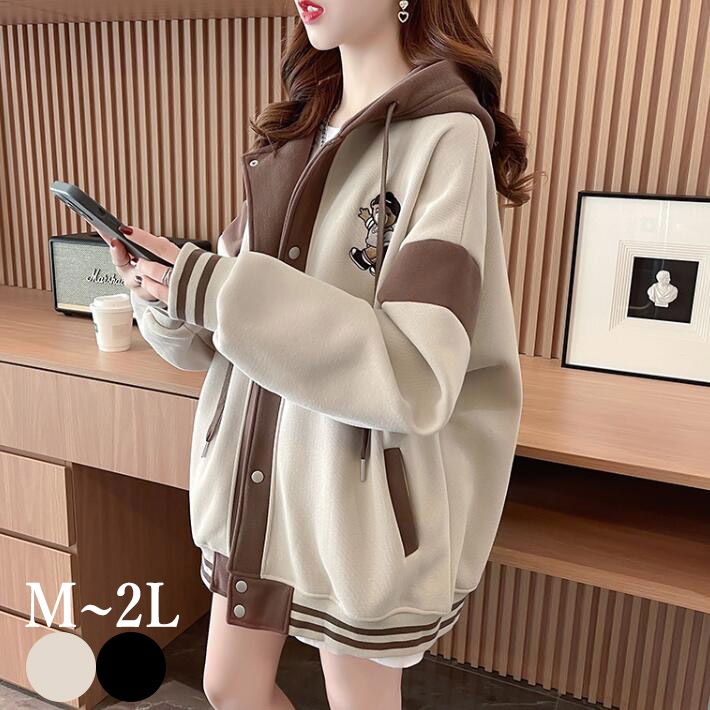 パーカー コート　アウター　レディース 　スウェット　フード ロゴ　プリント　春アウター　おしゃれ 　長袖 　ゆったり　オシャレ　春　秋　M　L　2L　3L