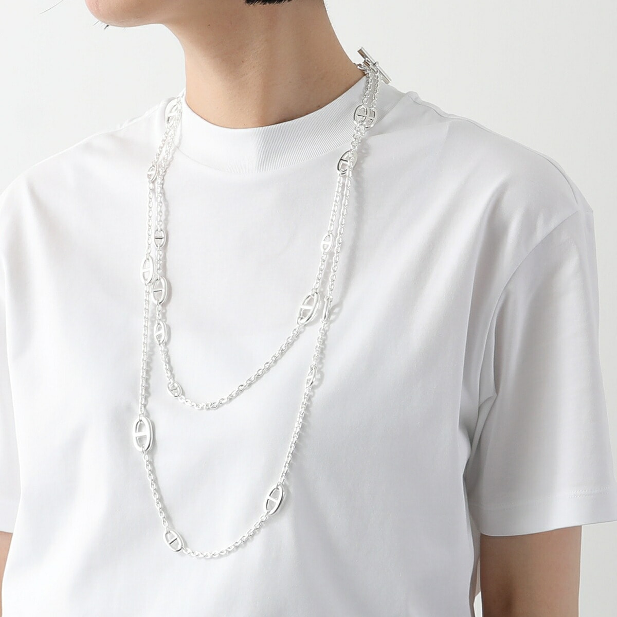 HERMES エルメス ロングネックレス ファランドール Farandole Long Necklace 160cm H104569B シェーヌダンクル チェーン シルバー925 ロゴ刻印 SILVE
