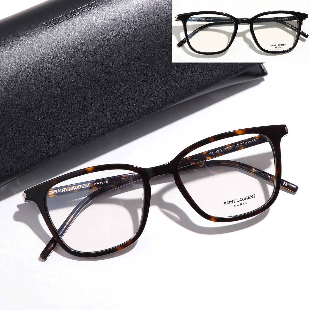 SAINT LAURENT サンローラン メガネ SL 479 レディース ウェリントン型 めがね 眼鏡 ロゴ 黒縁 伊達メガネ セルフレーム アイウェア カラー2色