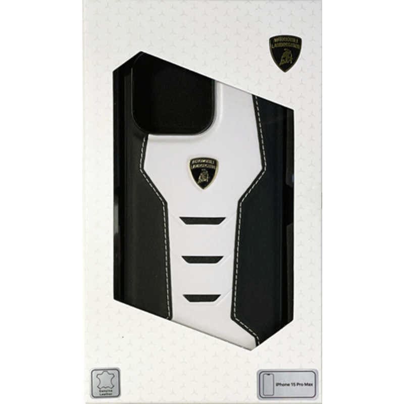 エアージェイ　ランボルギーニ iPhone15 Pro Max用 本革 背面ケース ホワイト　LBTPUPCIP15PMHUD16WE