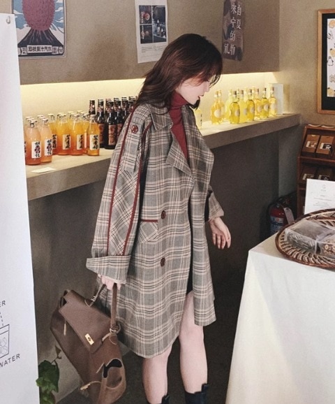 レディース ジャケット コート アウター 上着 トレンチ ショート 長袖 襟付き オーバーサイズ 切り替えデザイン 配色 かわいい 大人可愛い 上品 おしゃれ レトロ ガーリー エレガント フォーマル 8,914円