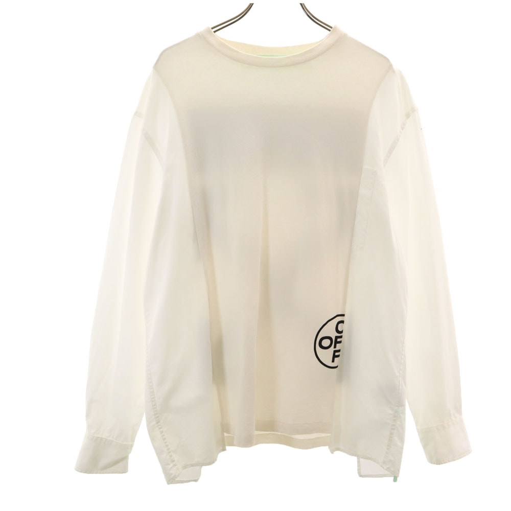 イタリア製 長袖 カットソー M ホワイト メンズ 古着