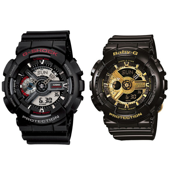 CASIO カシオ G-SHOCK×BABY-G Gショック×ベビーG 腕時計 手表 ペアウォッチ タフネス 多機能 アナデジ ブラック 海外モデル GA-110-1ABA-110-1A 誕生日プレゼ