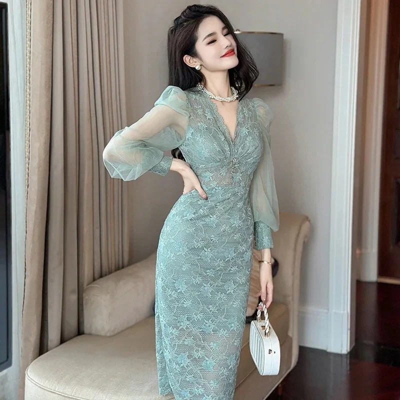 【JY.上品】 チュールワンピース レース フリル vネック ドレス パーティードレス着痩せ 大人 お呼ばれ 同窓会 披露宴 卒業式 結婚式 ウェディング 二次会 成人式