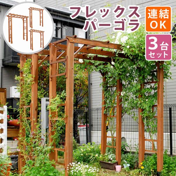 アーチ ガーデンアーチ パーゴラアーチ 藤棚 ふじ棚 ぶどう棚 葡萄棚 園芸棚 園芸 ガーデン 屋外 フラワー 庭 誘引 ガーデニング おしゃれ diy 3台 セット