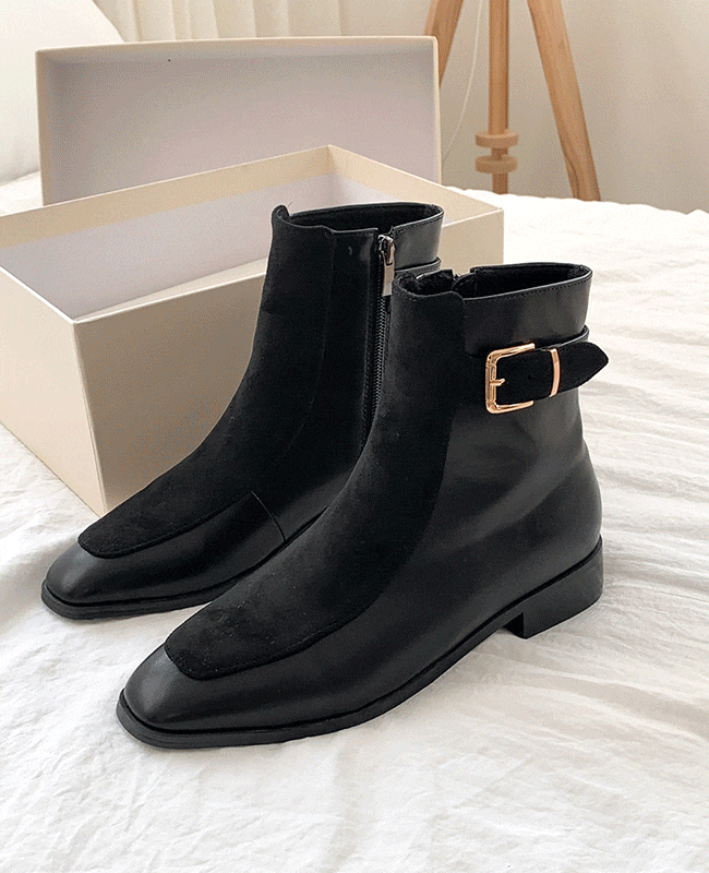 [MILOVANY] アイリッシュスエード起毛アンクルブーツ3cm