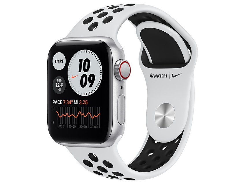 Apple Watch Ni ke SE GPS+Cellularモデル 40mm MYYW2J/A [ピュアプラチナム/ブラックNi keスポーツバンド] 即納OK