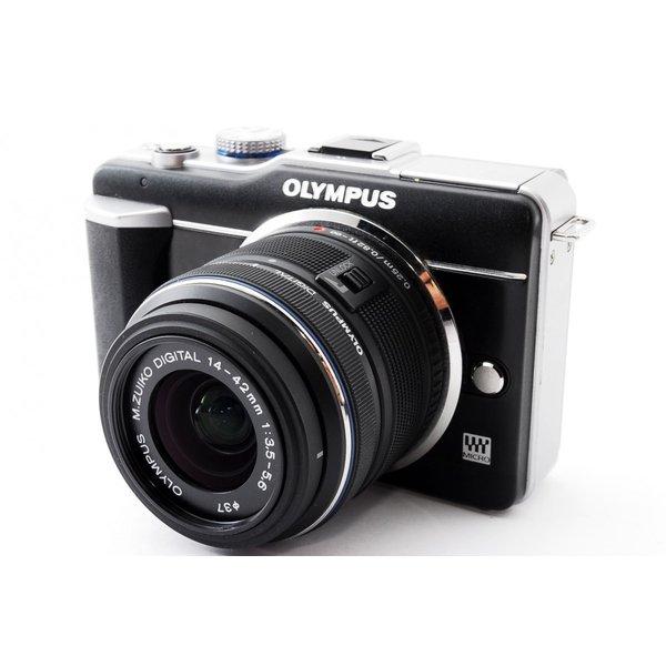 【中古】オリンパス OLYMPUS E-PL1 ブラック レンズキット 美品 SDカードストラップ付