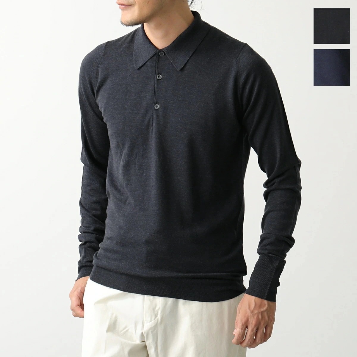 JOHN SMEDLEY ジョンスメドレー ニット ポロシャツ DORSET ドーセット メンズ EASY FIT 30G 長袖 メリノウール 無地 カラー3色 【ts_megapo】