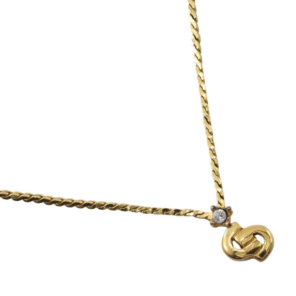 CDロゴ ネックレス 金メッキ 約4.6g レディース 中古品