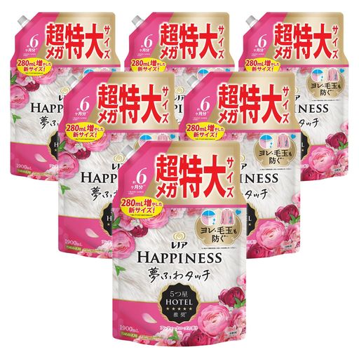 レノア ハピネス 夢ふわタッチ 柔軟剤 アンティークローズ 詰め替え 1,900ML×6袋 [大容量] [ケース品]