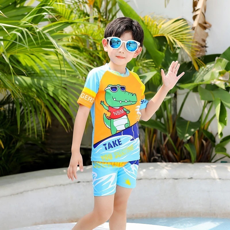 (2024NEW)子供用水着男の子分割ミディアムビッグ子供ベビー速乾男の子水着水着水着セット