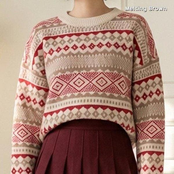 女性用セーター ノルディックニット プルオーバー MJ26