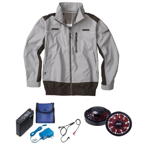 KU92110 空調服 ポリ製 遮熱フルハーネス仕様 FAN2200BR/LISUPER1 銀 4L