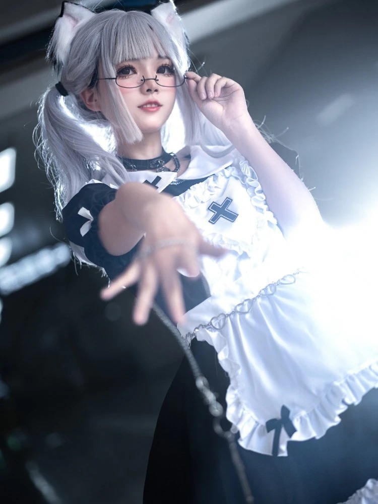 パーティーイベント用品ハロウィン仮装 ハロウィン ガーリー 文化祭 今年 大人 5点 衣装 ブラックスリーブ 短纳期 甘め レディース カチューシャ付き 学園祭 ワンピース セクシー型 ファッショ