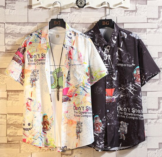 トップス シャツメンズファッション ブラウス 半袖 柄物 春 夏 個性的 XL 2XL カジュアル ラフ デート 10代 20代 ゆったり XL 2XL 羽織り かっこいい 学生 着回し