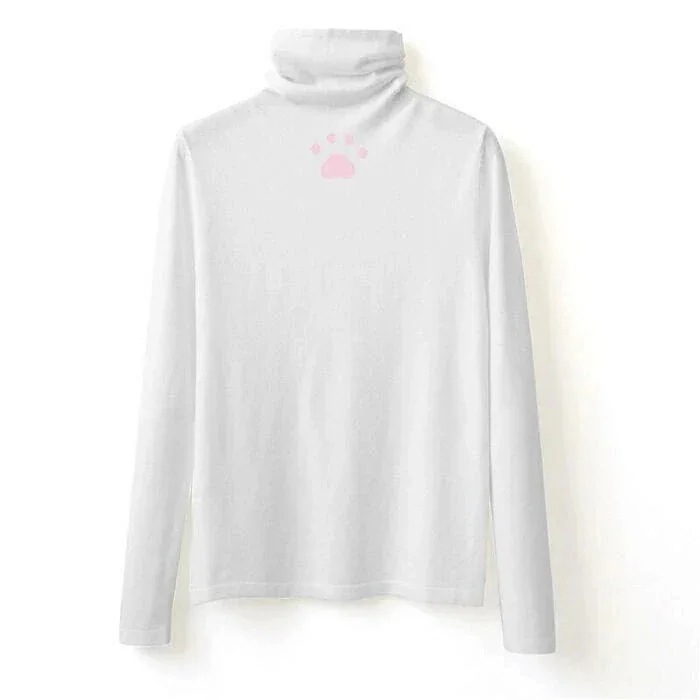 【急速出荷】ロリィタ フリース 秋 冬　タートルネック 薄手 T カットソー あったか ネコの肉球 かわいい ハイネック 長袖 のびのび ストレッチ インナー ルームウェア ゆったり レディース トッ