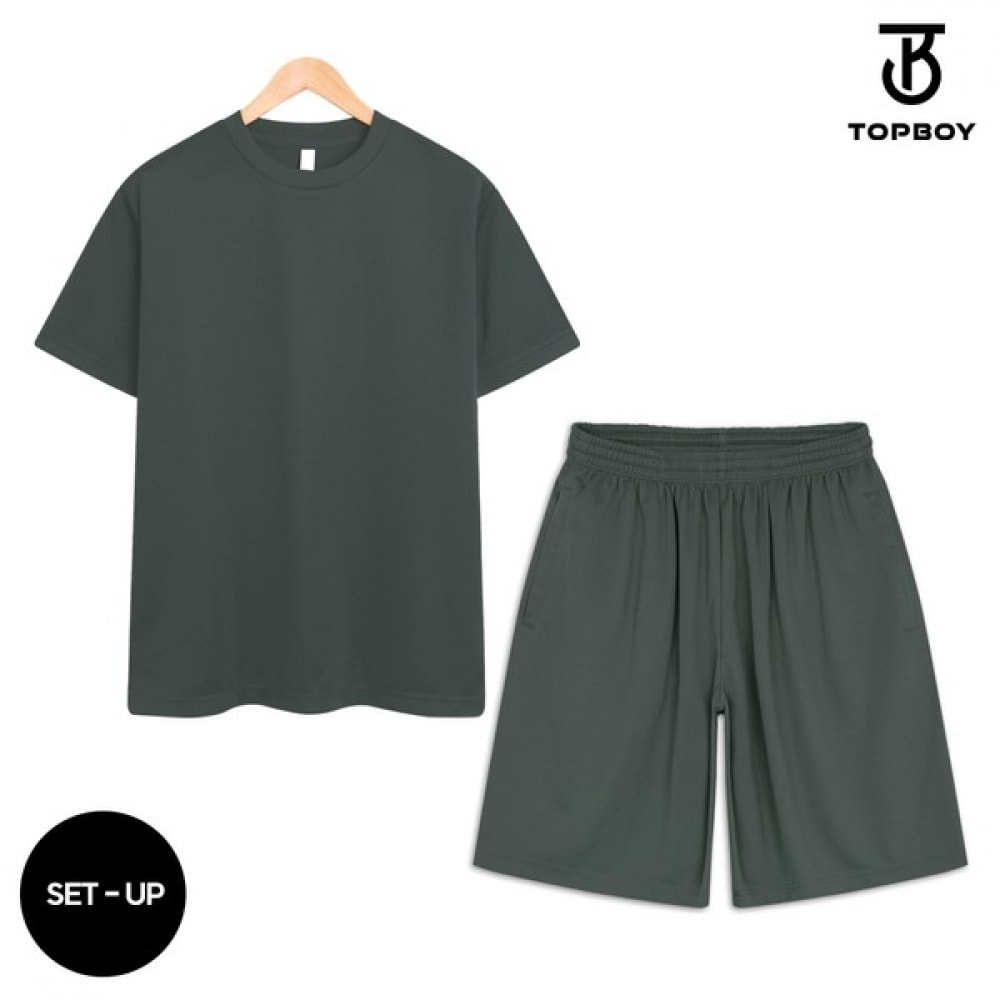 (TOPBOY) ユニセックスビッグサイズドライクーロン半袖ショーツ上下セット (TBS_1099)