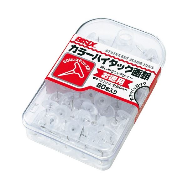 （まとめ）ミツヤ カラーハイタック画鋲 透明 BX2-6-T 1ケース（約80本） [x30セット]