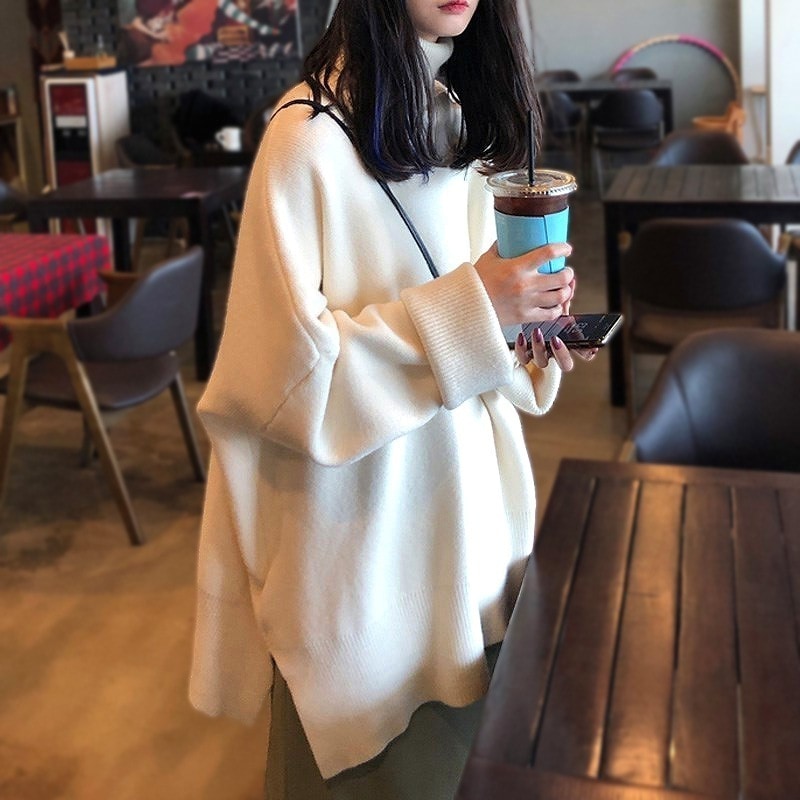 秋と冬の大きいサイズの太いmmの森のックの厚い暖かいセーターの女性のゆったりとしたセーターのプ 母の日-0010109 5,492円