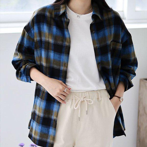 Hスタイル(SH)バービーチェックシャツ 春端境期 女性シャツ シャツ ブラウス NB ビッグサイズ ミセス オーバーフィット