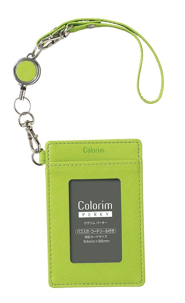 （まとめ買い）カラリムパーキー パス入れ パスケース シングル リール付 ライトグリーン CRPP-02R-LG [x3]