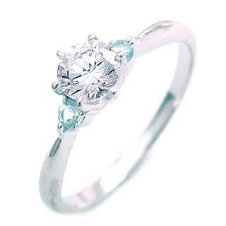 ( 婚約指輪 ) ダイヤモンド エンゲージリング( 3月誕生石 ) アクアマリン楽ギフ_包装