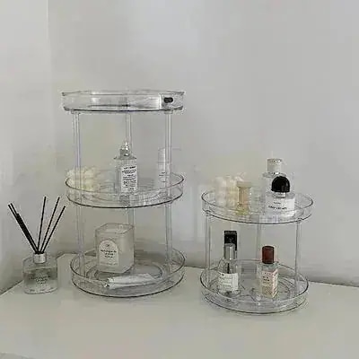 [現品/新品]回転式クリア収納スタンド　360回転 透明風棚スキンケア化粧品収納整理棚 回転式