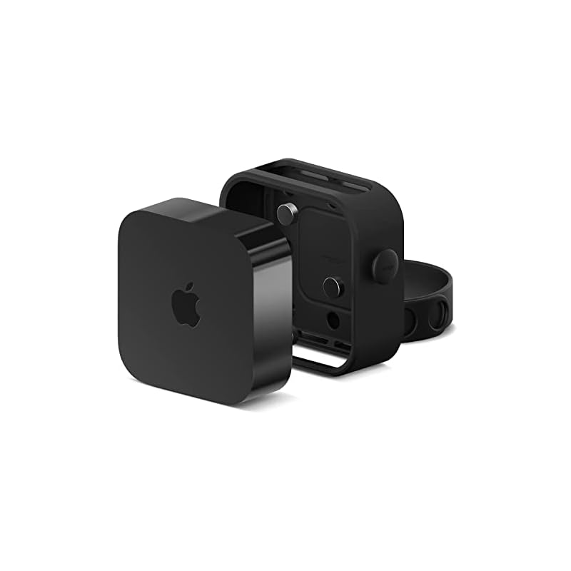 【即日発送】【elago】 Apple TV 4K 2022 対応 ケース マウント カバー シリコン 製 3 WAY (ネジ 固定 ストラップ 吊るす マグネット つける) ホルダー 壁掛け用 ブラ