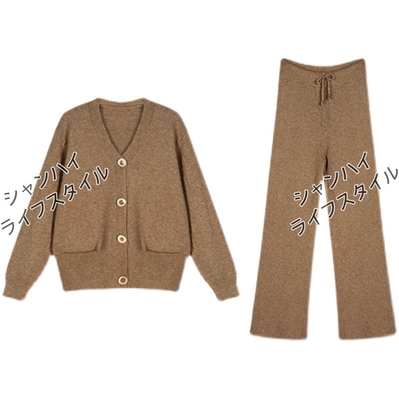 【選べる5色】レディース トップス+パンツ セットアップ フリーサイズ 長袖 Vネック 2021年秋 5,321円