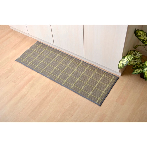 8239770 キッチンマット 滑りにくい加工 国産い草 シンプル チェック グレー 60240cm メーカー直送 5,568円