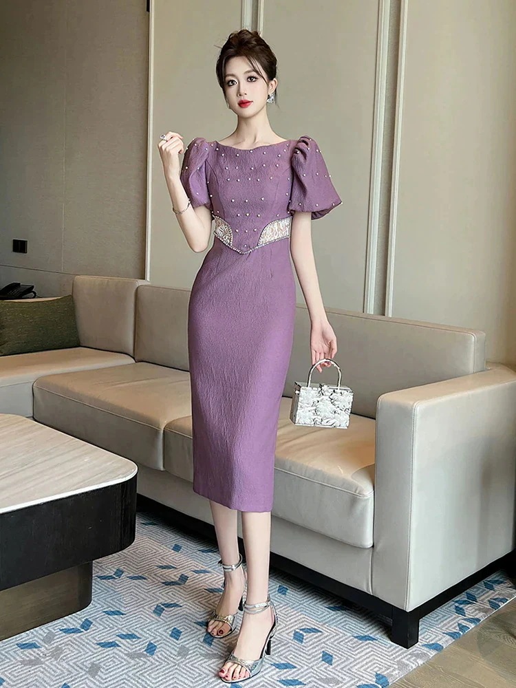 ピーズ飾り フリル ワンピース ドレス パーティー キャバ 着痩せ 大人 お呼ばれ 同窓会 披露宴 卒業式 結婚式 ウェディング 二次会 成人式30%までに制限