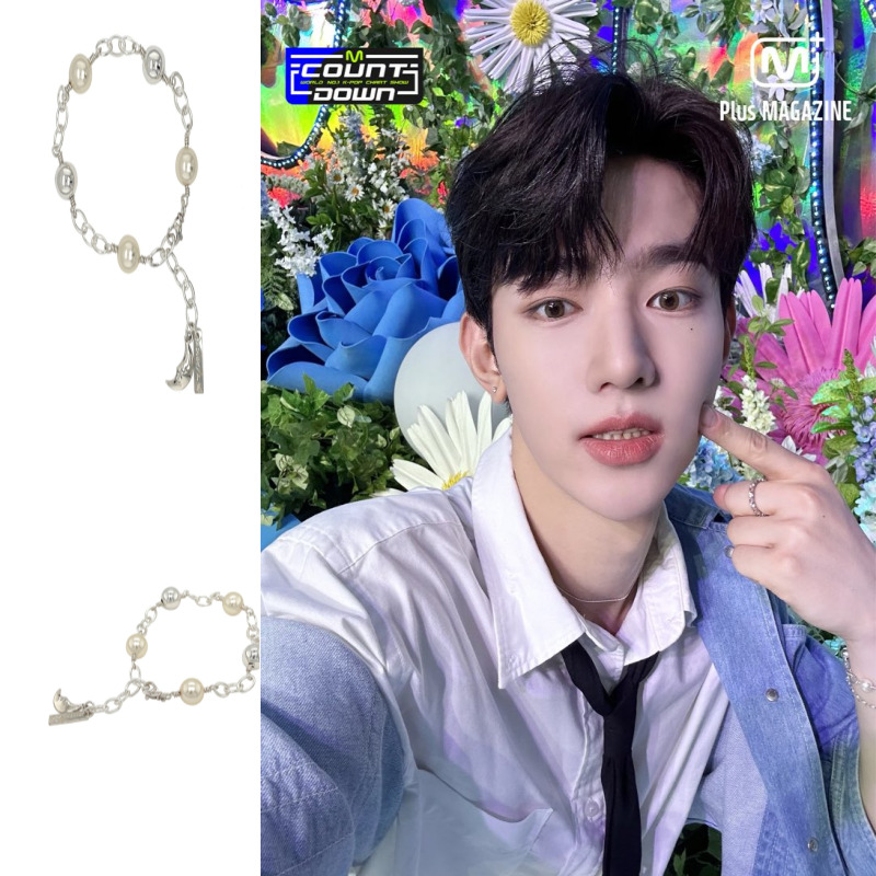 [ZB1 チャンハオ着用] Sun and Moon Pendant Point Ball Pearl Bracelet