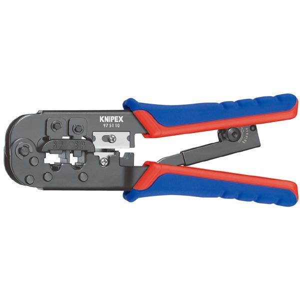 KNIPEX クニペックス ウエスタンプラグ圧着ペンチ （6／8ピン） コンフォート 全長190mm パック入 9751-10SB